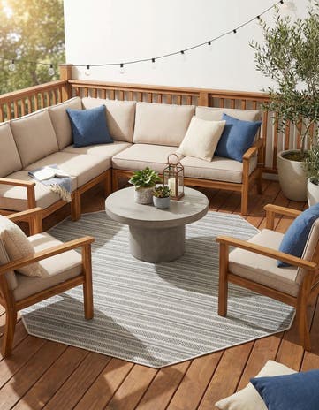 7' 10 x 7' 10 Easy-Clean Ribbon Indoor / Outdoor Octagon Rug