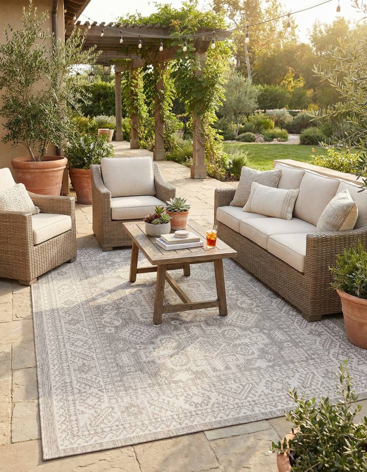 Detail image of  6' x 9'  Washable Aztec Indoor / Outdoor Rug