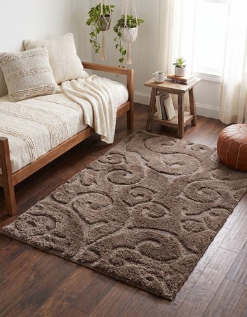 Brown Botanical Shag Rug