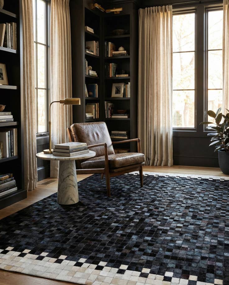 Detail image of 5' 2 x 8' Cowhide Stocks Rug