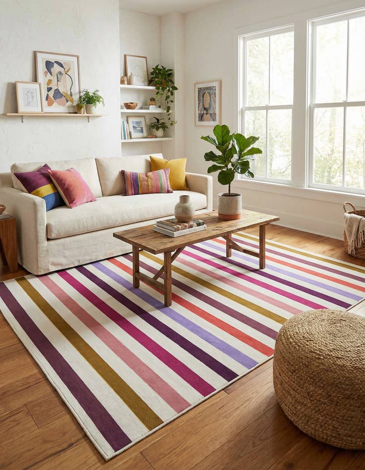 Detail image of 6' x 9'  Washable Striped Indoor / Outdoor Rug