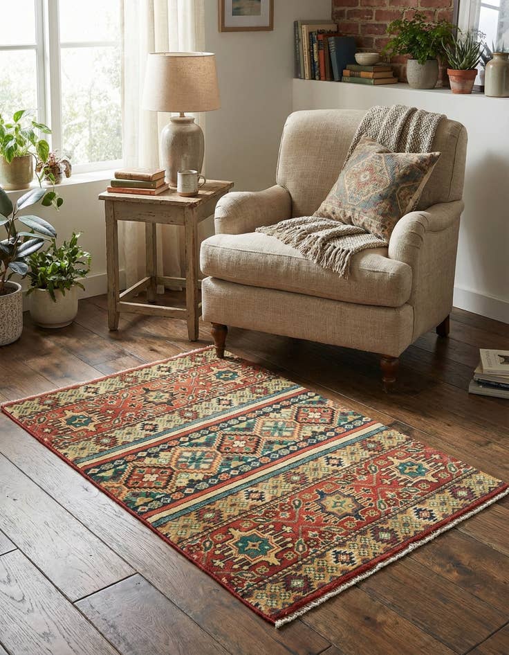 Detail image of 2' 9 x 4' 2  Hand Knotted Kazak Rug