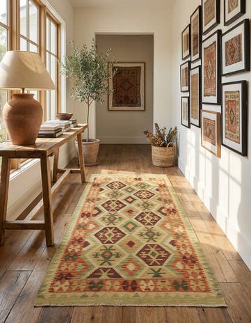 3' 5 x 6' 7 Hand Woven Kilim Waziri Wool Runner Rug
