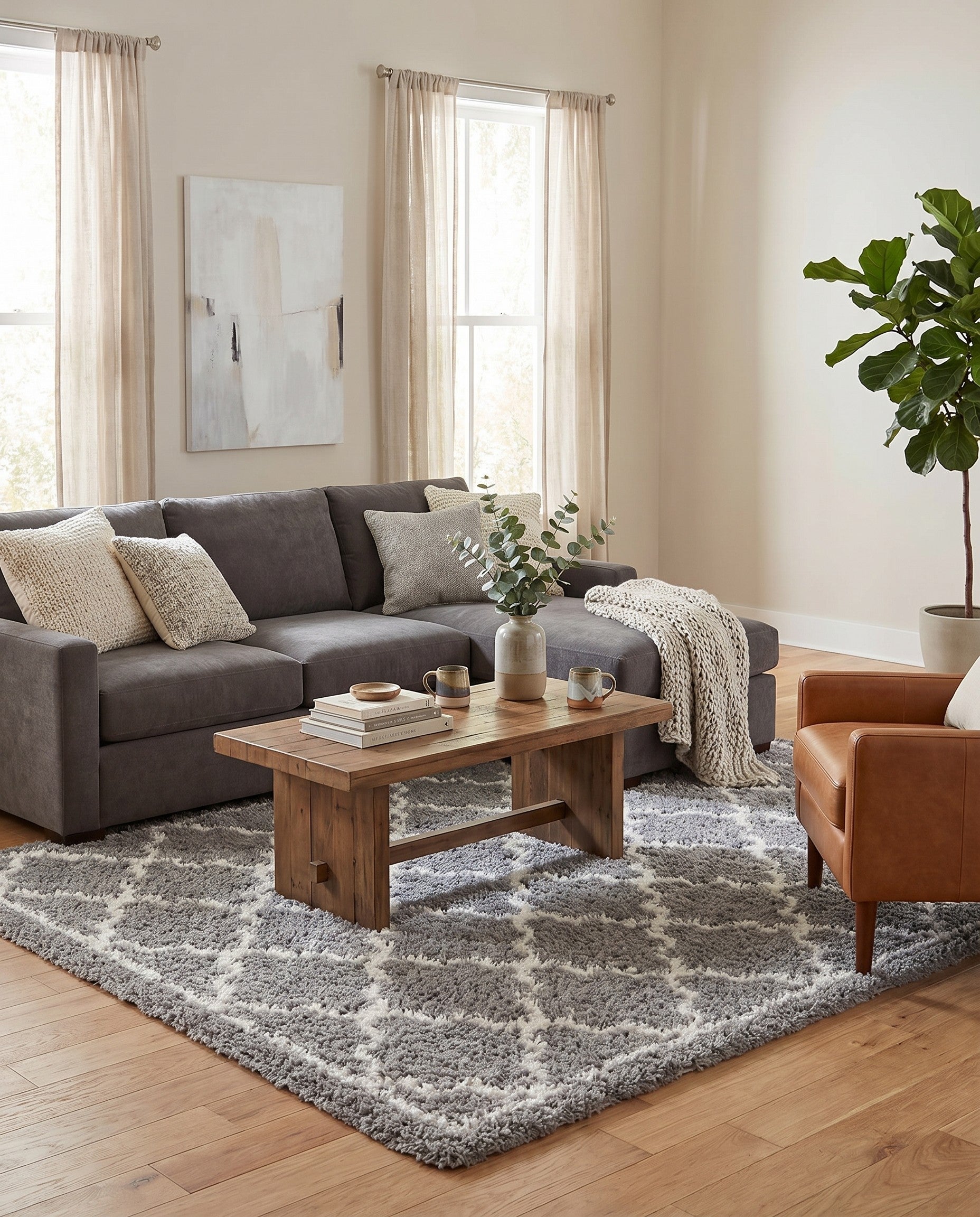 Ash Gray Infinity Shag Square Rug