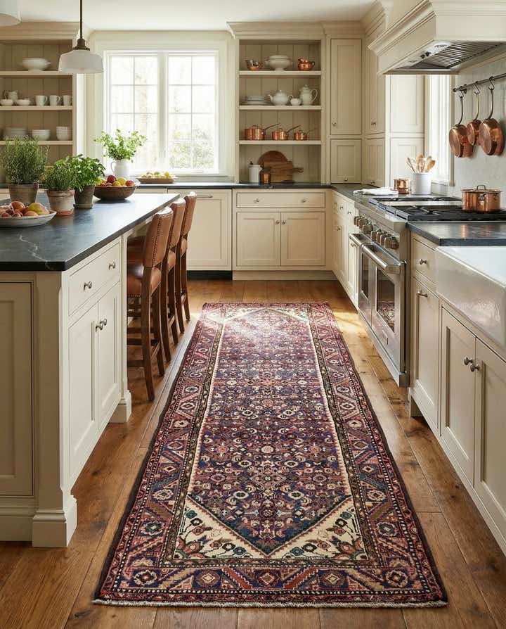 3' 5 x 9' 8 Hand Knotted Hossainabad Persian Wool Runner Rug