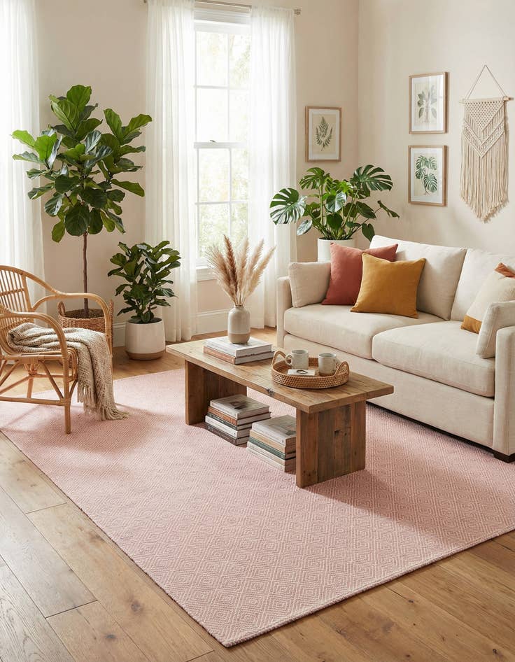 Detail image of 7' 10 x 10'  Hand Woven Geo Trellis Flatweave Rug