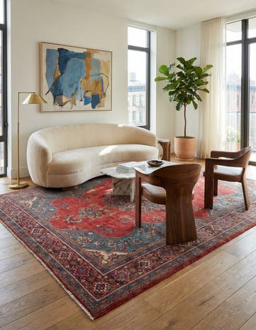 7' 4 x 10' 8 Hand Knotted Sarough Persian Wool Rug