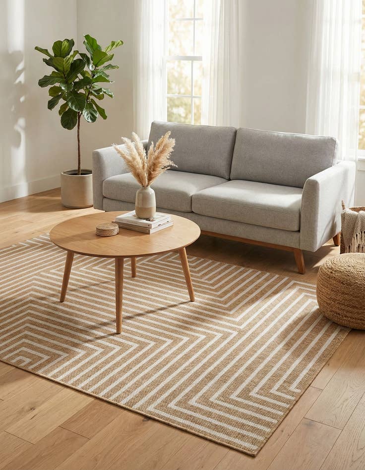 Detail image of 4' x 6'  Washable Modern Indoor / Outdoor Rug