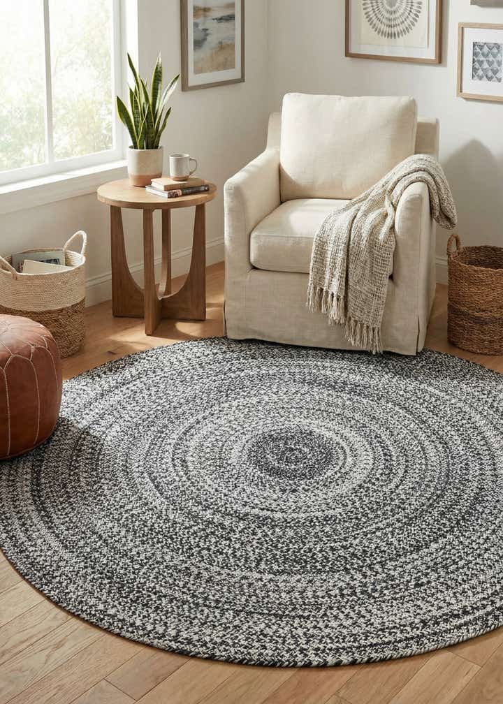 5' 3 x 5' 3 Easy-Clean Eco Verse Washable Indoor / Outdoor Round Rug