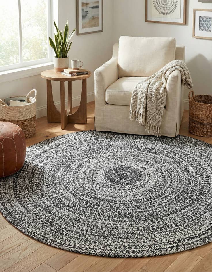 Detail image of 5' 3 x 5' 3  Hand Woven Eco Verse   Washable Indoor / Outdoor Round Rug
