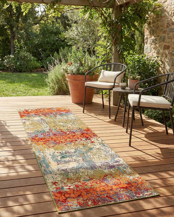 Detail image of 2' 7 x 9' Easy-Clean Modern Indoor / Outdoor Runner Rug