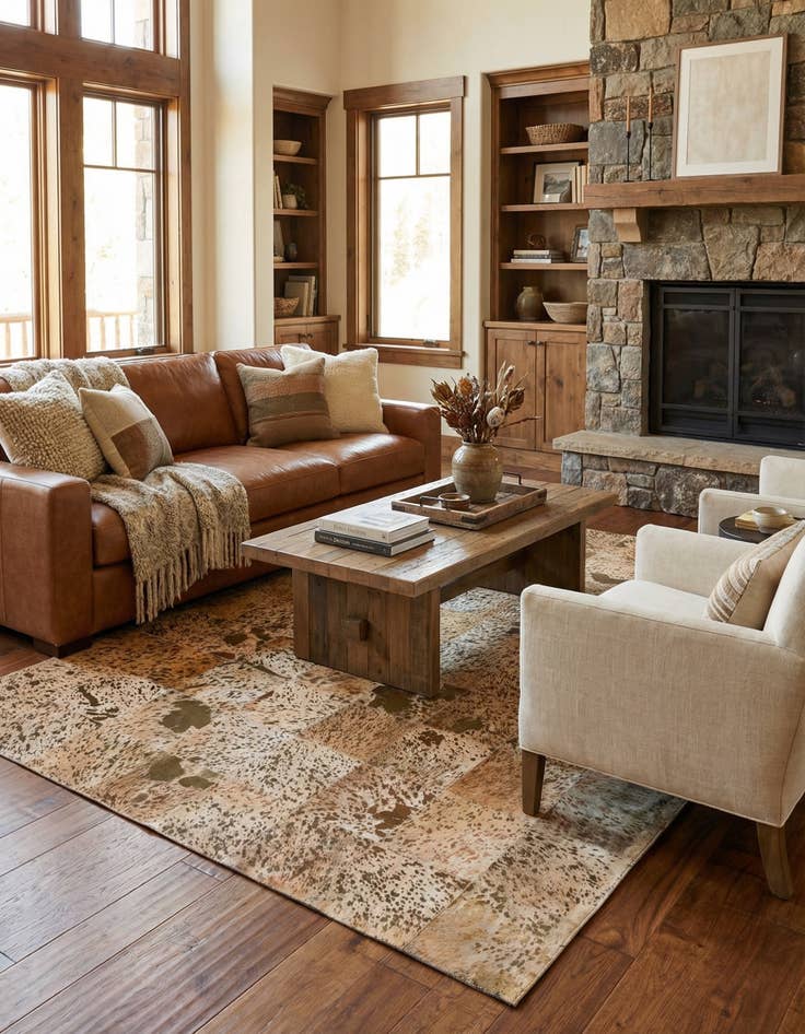 Detail image of 8' 1 x 10' 1 Cowhide Leather Rug