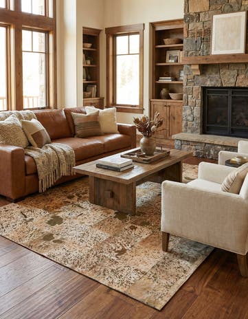 8' 1 x 10' 1 Cowhide Leather Rug