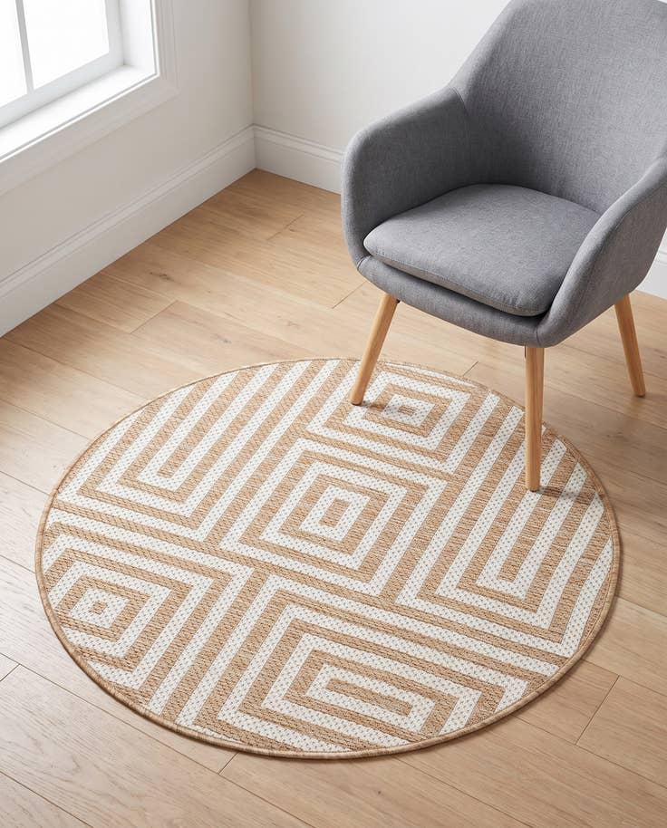 Detail image of 3' x 3' Easy-Clean Modern Indoor / Outdoor Round Rug