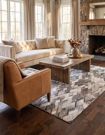 3' 10 x 6' 1 Cowhide Leather Rug