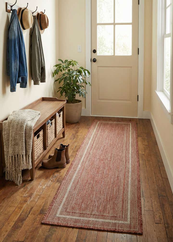 2' x 8' Easy-Clean Border Indoor / Outdoor Runner Rug