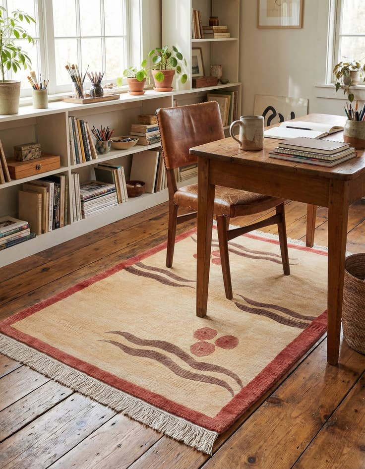 Detail image of  3' 4 x 4' 10  Hand Knotted Nepal Wool Rug