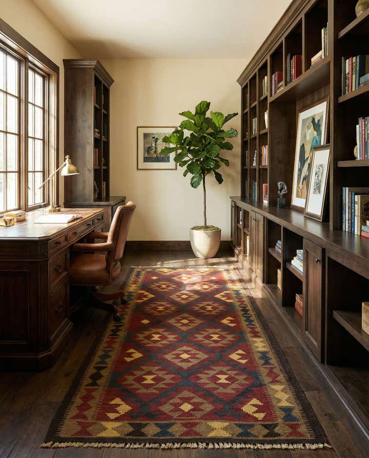 3' 4 x 6' 5 Hand Woven Kilim Maymana Wool Runner Rug