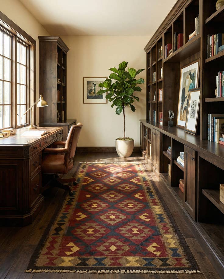 Detail image of 3' 4 x 6' 5 Hand Woven Kilim Maymana Wool Runner Rug