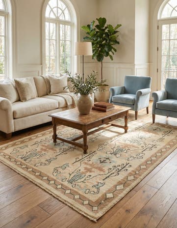 4' 6 x 7' 4 Hand Knotted Oushak Wool Rug