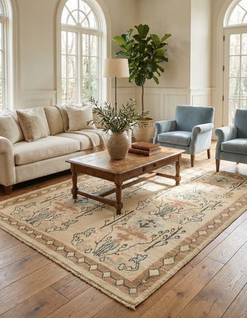 4' 6 x 7' 4 Hand Knotted Oushak Wool Rug