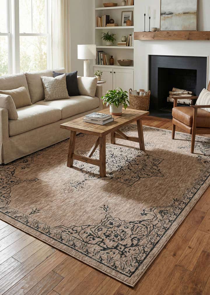 7' 10 x 11' Easy-Clean Traditional Indoor / Outdoor Rug