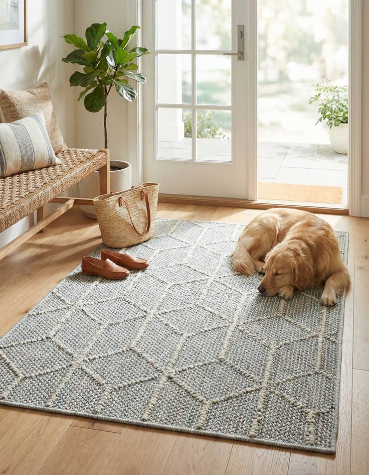 Detail image of  2' x 3' 1  Washable Lattice Indoor / Outdoor Rug