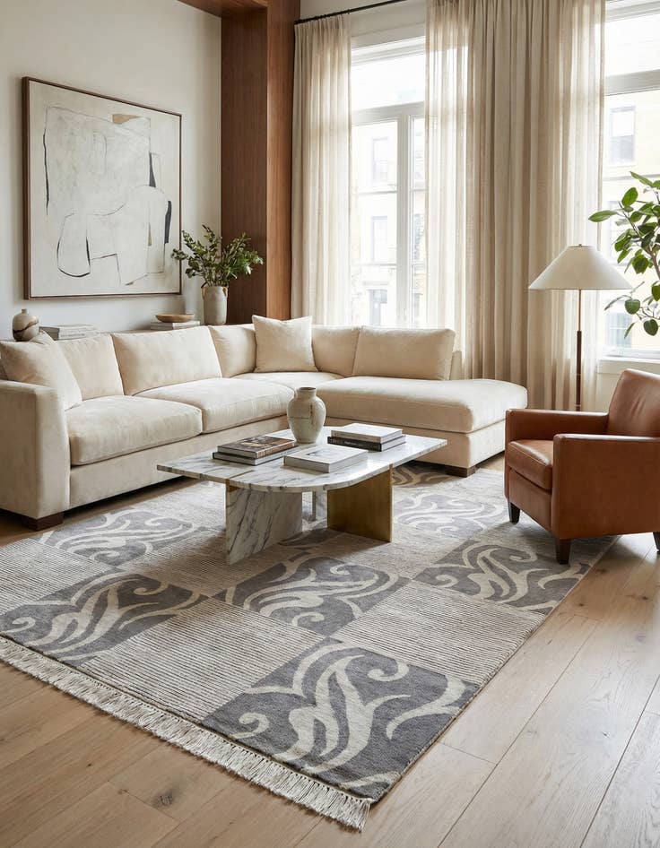 Detail image of  5' 9 x 8' 1  Hand Knotted Darya Wool Rug