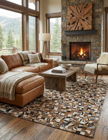 5' 1 x 8' 1 Cowhide Leather Rug