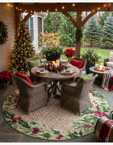 10' x 10' Easy-Clean Jill Zarin Caribbean Indoor / Outdoor Round Rug