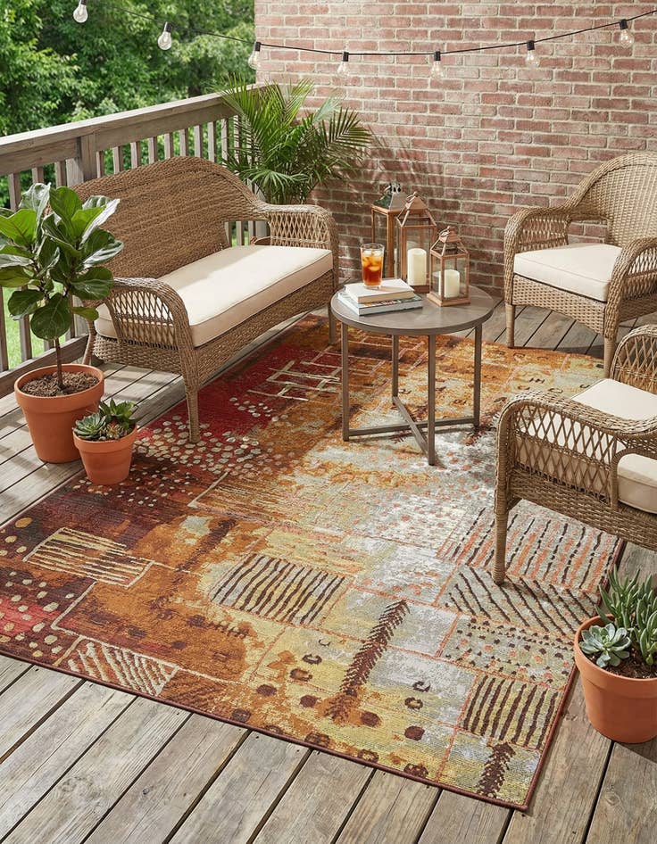 Detail image of 4' x 6'  Washable Modern Indoor / Outdoor Rug