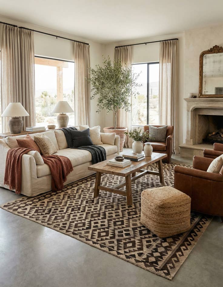 Detail image of 6' 10 x 9' 7  Hand Woven Kilim Maymana Wool Rug