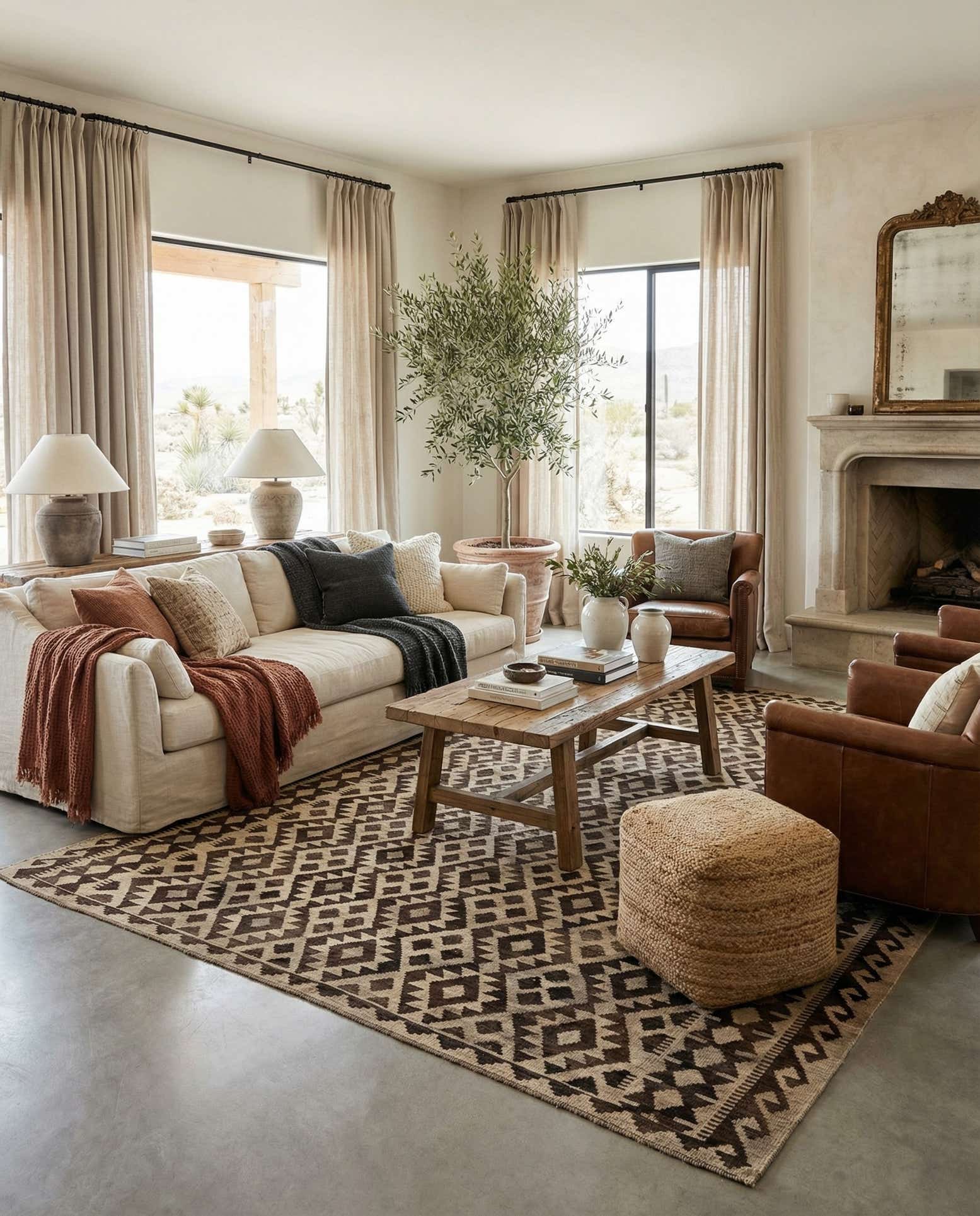 6' 10 x 9' 7 Hand Woven Kilim Maymana Wool Rug