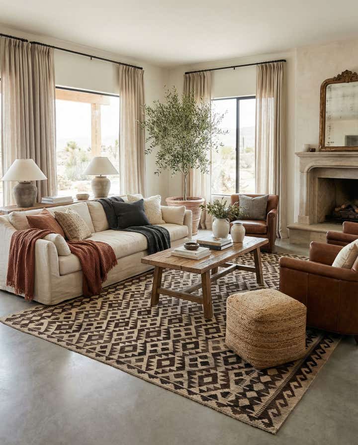 6' 10 x 9' 7 Hand Woven Kilim Maymana Wool Rug