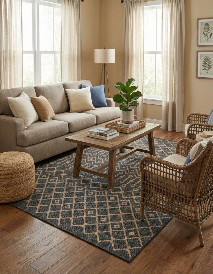 Detail image of 7' 10 x 11' Easy-Clean Trellis Indoor / Outdoor Rug