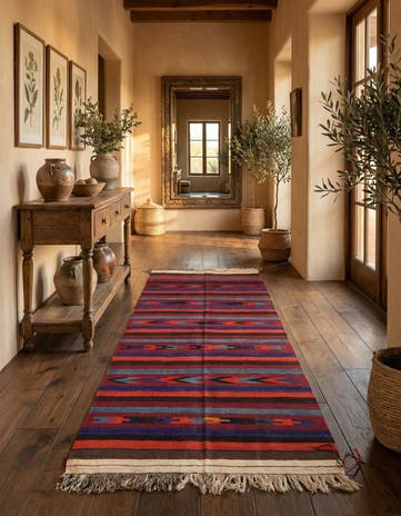 4' 2 x 10' 3 Hand Woven Kilim Fars Wool Runner Rug