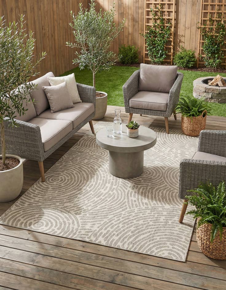 Detail image of  5' 3 x 8'  Washable Modern Indoor / Outdoor Rug