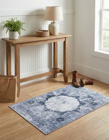 Gray Ivory Washable Yara Rug