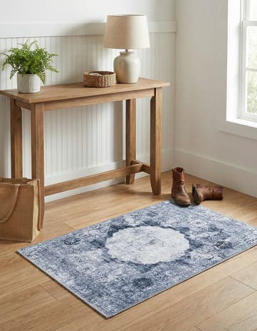 Gray Ivory Washable Yara Rug