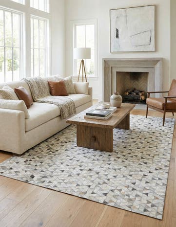 5' 2 x 8' 1 Cowhide Leather Rug