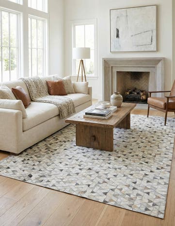5' 2 x 8' 1 Cowhide Leather Rug