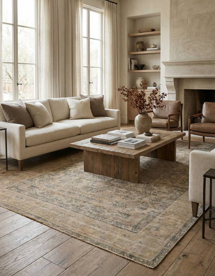 Detail image of 6' 6 x 9' 6  Hand Knotted Ultra Vintage Persian Wool Rug