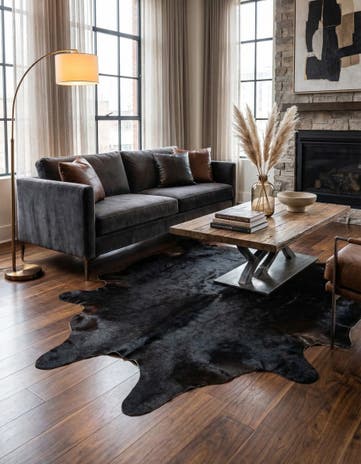 6' x 6' Cowhide Leather Freeform Rug
