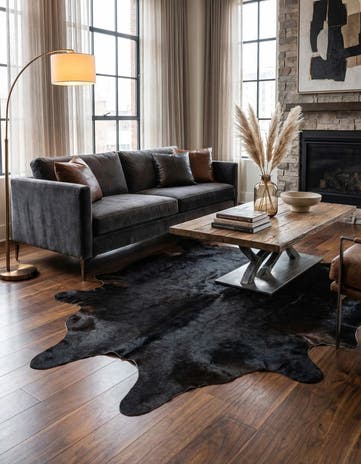 6' x 6' Cowhide Leather Freeform Rug