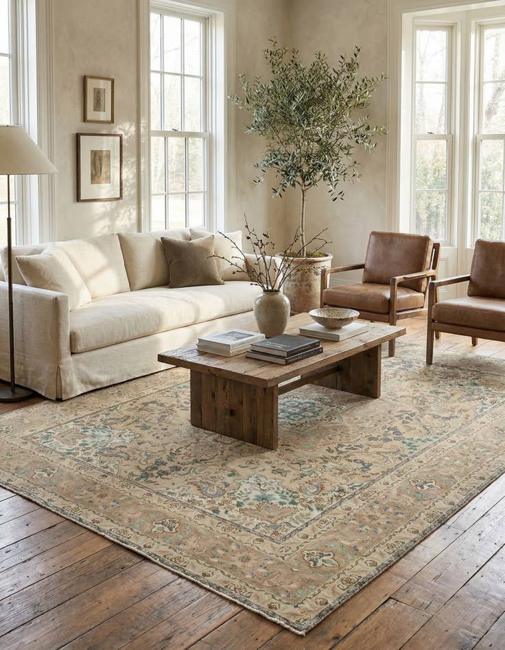 Detail image of 9' 9 x 12' 6  Hand Knotted Ultra Vintage Persian Wool Rug