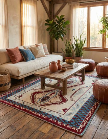5' 10 x 9' 6 Hand Knotted Moroccan Wool Rug