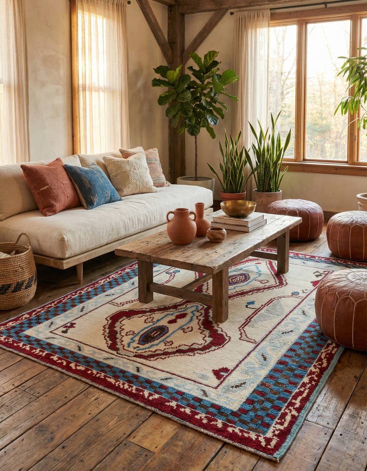 Detail image of 5' 10 x 9' 6  Hand Knotted Moroccan Wool Rug