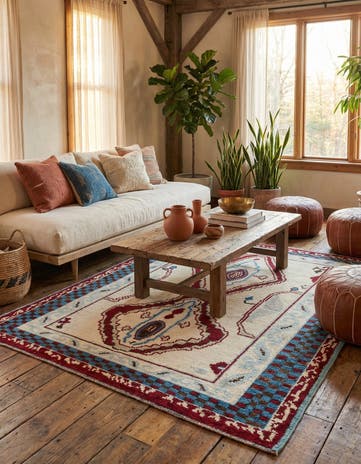 5' 10 x 9' 6 Hand Knotted Moroccan Wool Rug