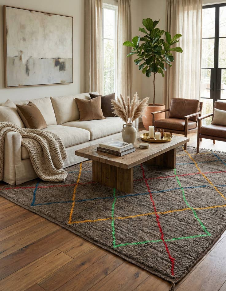 Detail image of 6' 5 x 10'  Hand Knotted Moroccan Wool Rug