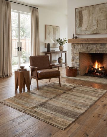 4' x 5' Hand Knotted Modern Ziegler Wool Rug